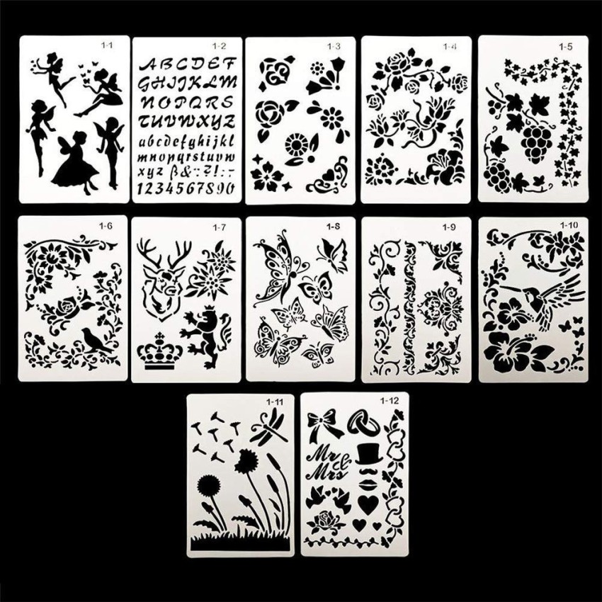 HASTHIP 12pcs Drawing Painting Stencils Scale Template Sets