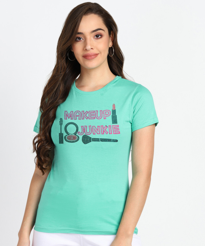 SHASHVI Self Design Women Round Neck Light Green T Shirt Buy