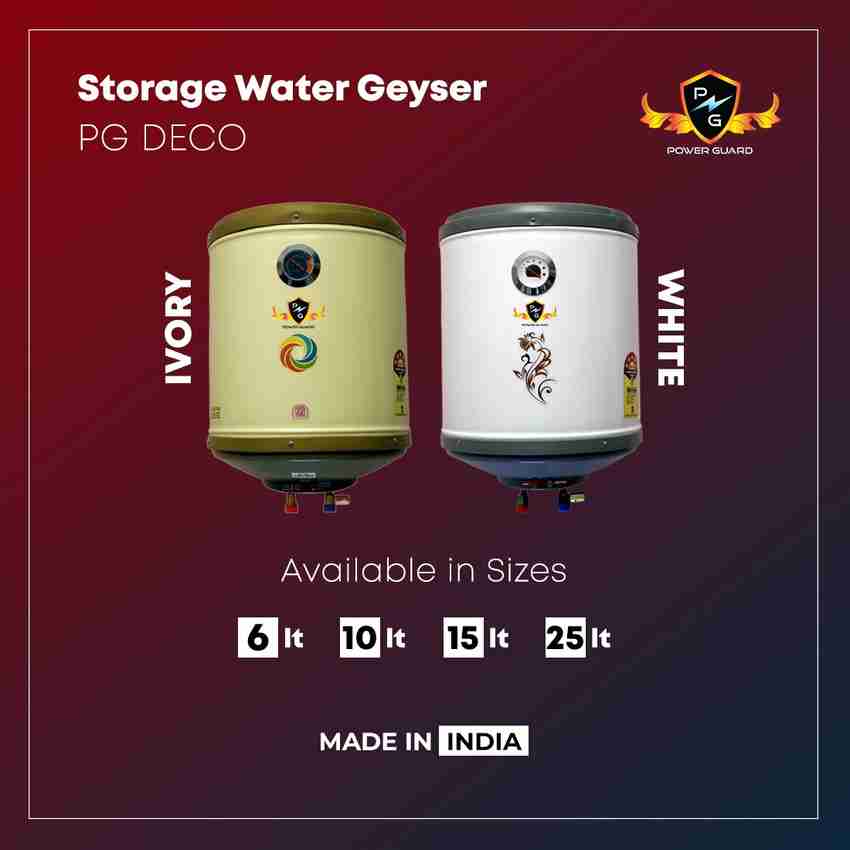Power Guard 6 L Storage Water Geyser (PG Deco 6, White) Price in India -  Buy Power Guard 6 L Storage Water Geyser (PG Deco 6, White) online at  Flipkart.com