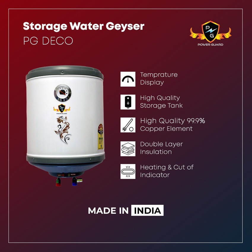 Power Guard 6 L Storage Water Geyser (PG Deco 6, White) Price in India -  Buy Power Guard 6 L Storage Water Geyser (PG Deco 6, White) online at  Flipkart.com