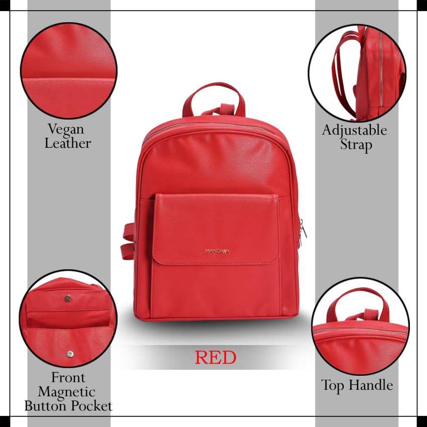 Vegan Mini Backpack, Red