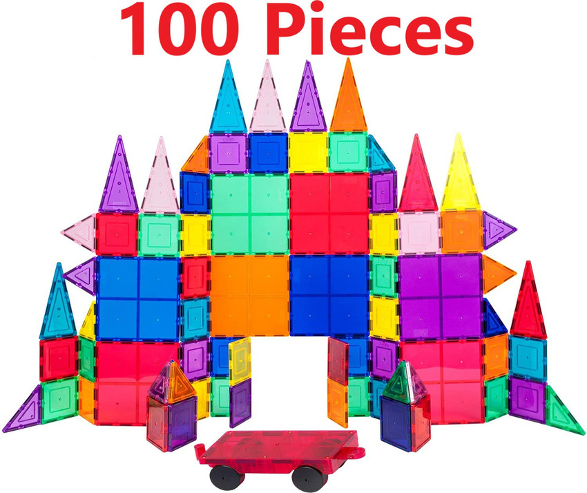 snaptron Magnetic tiles 100 pcs with storage box kids toy set