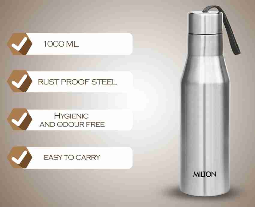 Milton Stainless Steel Water Bottle, 880 ml, Silver