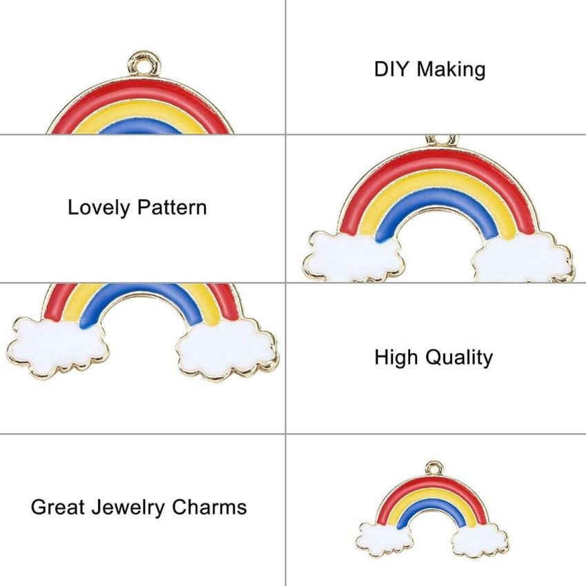 12 Pcs Alloy Rainbow Charms for Bracelet Metal Rainbow Charms for