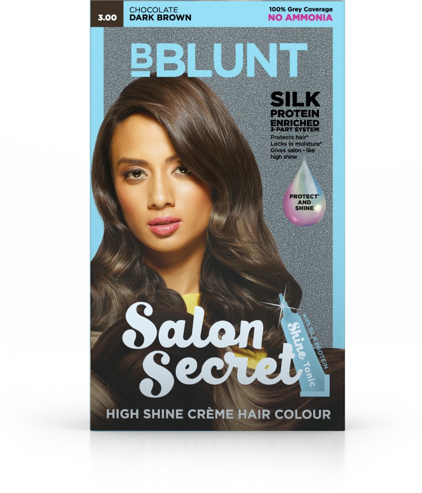 BBlunt Salon Secret High Shine Creme Hair Colour 100g with Shine Tonic  8ml  Dark Brown 3  Price in India Buy BBlunt Salon Secret High Shine  Creme Hair Colour 100g with