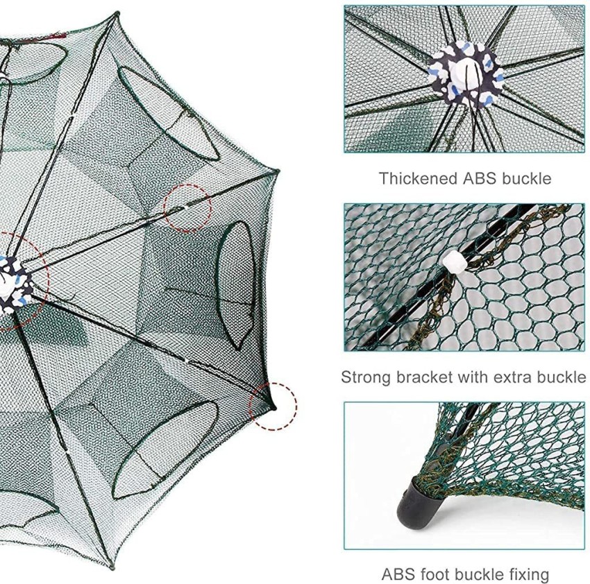 4/6/8 Holes Fishing Bait Trap Crab Net Shrimp Cast Dip Cage Fish Minnow  Foldable