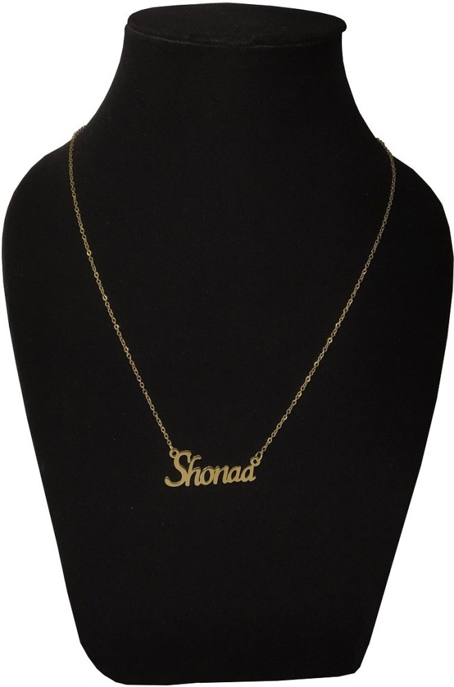 De-ultimate Golden Color Fancy & Stylish Trending Valentine'S Day Special Metal Stainless Steel Shonaa Name Letter Locket Pendant Necklace Chain Women