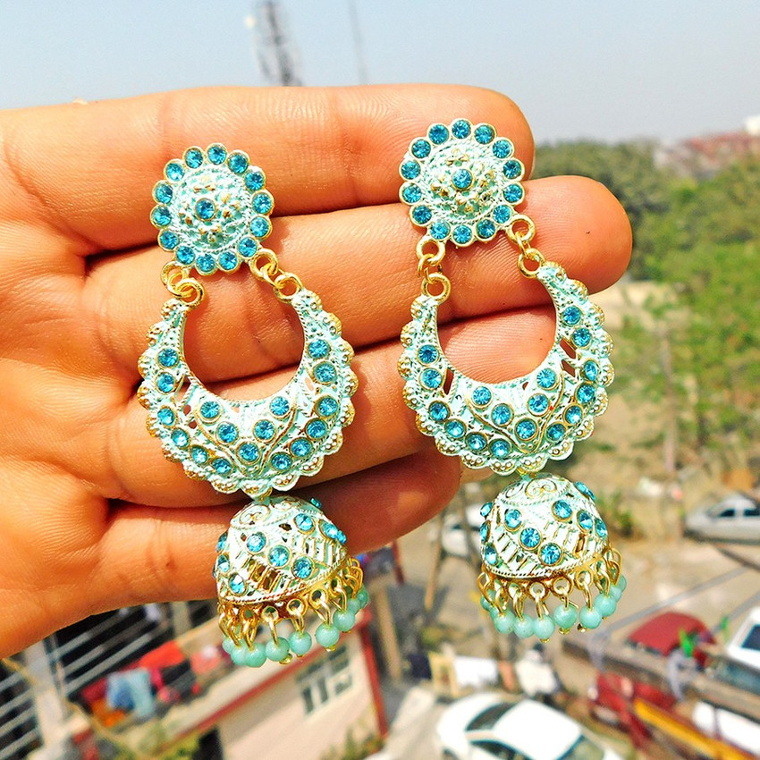 Aggregate more than 148 silk thread earrings blue colour seven.edu.vn