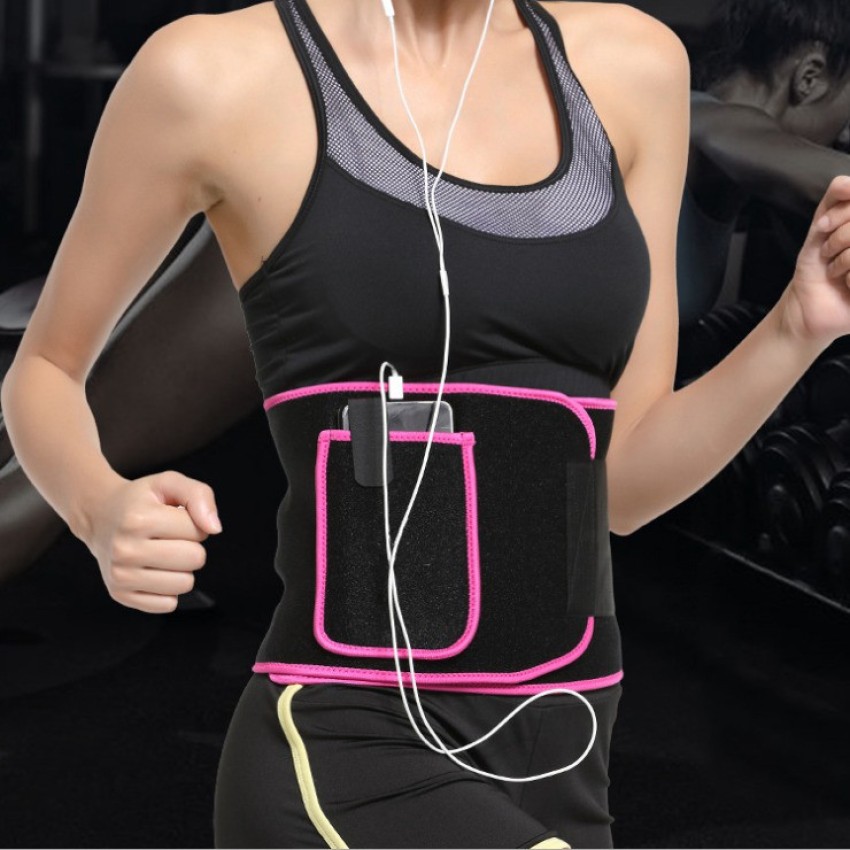 LEOPAX Pink Waist Stomach Belt Shaper Fitness Belt Yoga Wrap Hot Belt  Unisex Weight Loss Back Pain Gym Running Travel Tummy Workout Belt X-Large  Waist Size :- (26-33 Inch) Slimming Belt Price