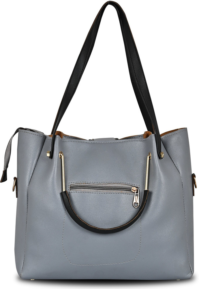 Fargo Grey Multicolor Hand held Bag Leatherette Handbag For Women And Girls COMBO SET OF 5 Grey FGO 267