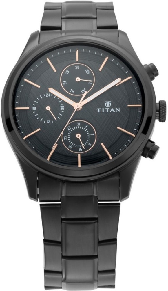 Titan watches for on sale ladies black metal