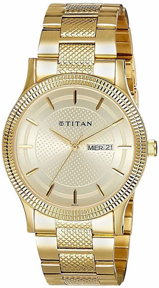 Titan watch golden outlet colour price