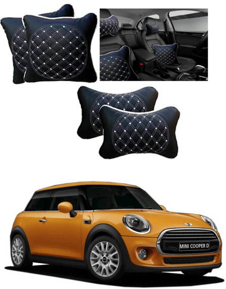 RONISH Black, White Leatherite Car Pillow Cushion for Mini Price