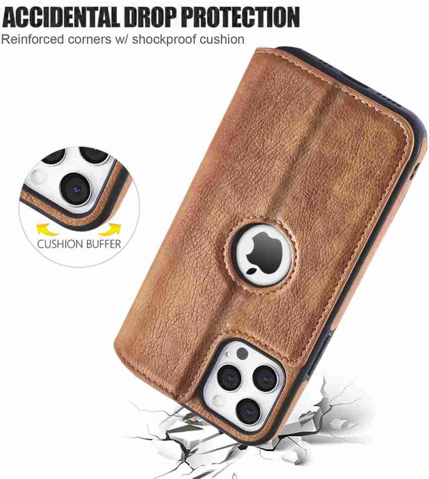 For Apple iPhone 14, 13 Pro, 12 Pro Max Dual Shockproof Flip Wallet leather  Case