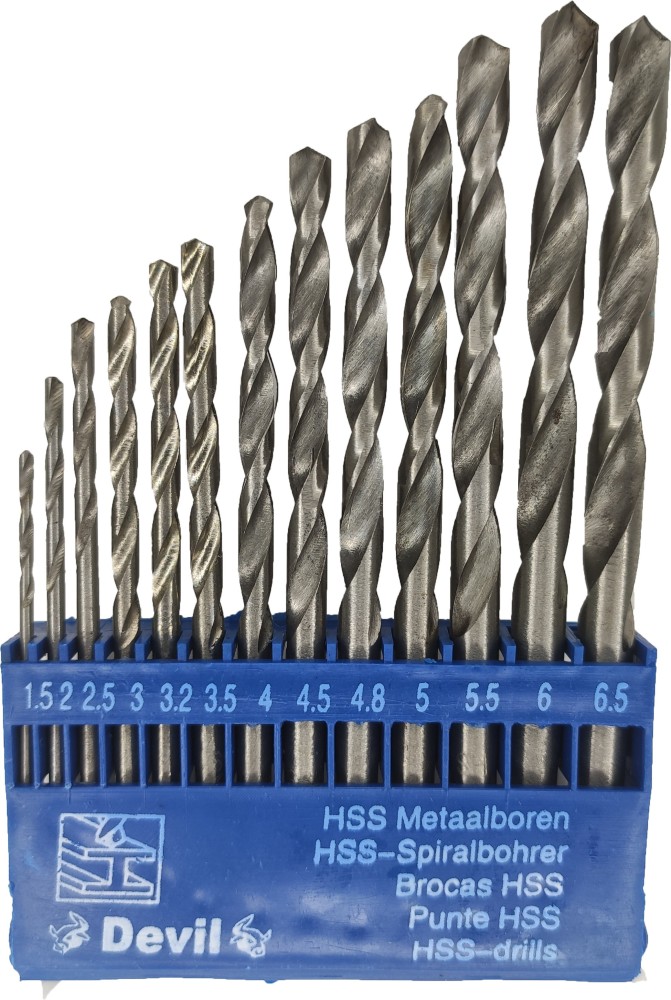 Inditrust 13 pc HSS drill bit set for drilling in Wood, Malleable Iron,  Alumin, plastic Price in India Buy Inditrust 13 pc HSS drill bit set for  drilling in Wood, Malleable