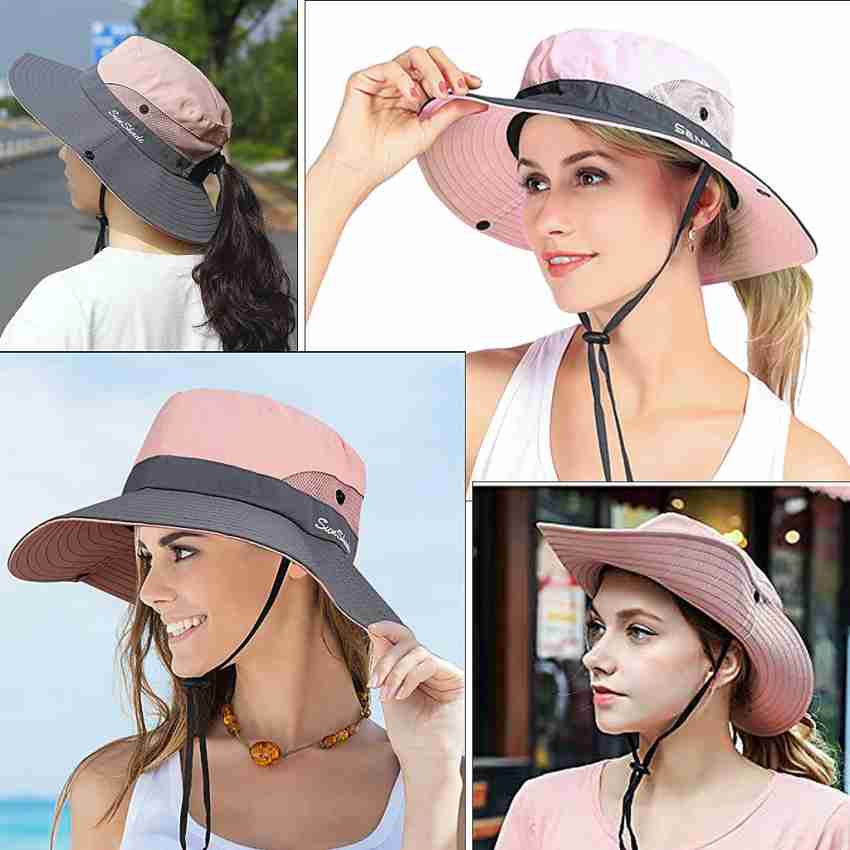 PALAY Women's Sun Hats Outdoor Ponytail UV Protection Wide Brim