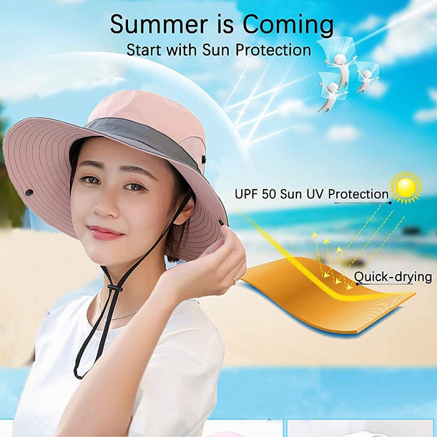 Palay Women'S Sun Hats Outdoor Ponytail Uv Protection Wide Brim Foldable Mesh Beach Hiking Fishing Cap
