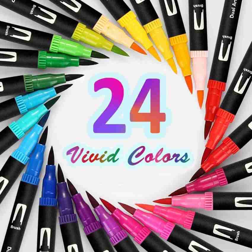 HASTHIP Colour Fineliner Pen Set Double Art Colouring Pens  Fine Tip Brush Markers for Adult Students DIY Card Making Photo Album  Coloring Books Craft Doodling - Set Double Art Colouring