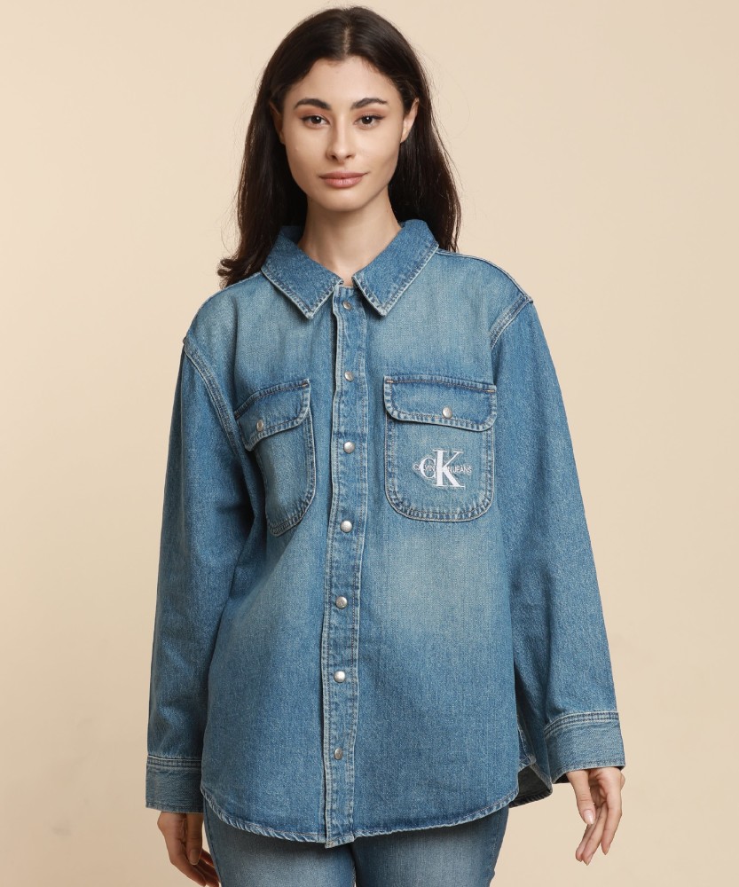 Calvin klein 2024 denim shirt womens