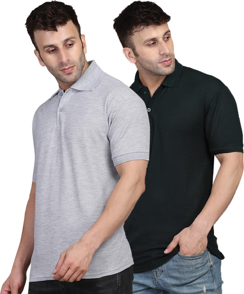 INKKR Solid Men Polo Neck Black Grey T Shirt Buy INKKR Solid
