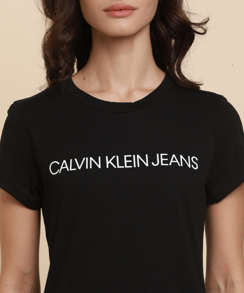 Calvin Klein Jeans Printed Women Round Neck Black T Shirt Buy