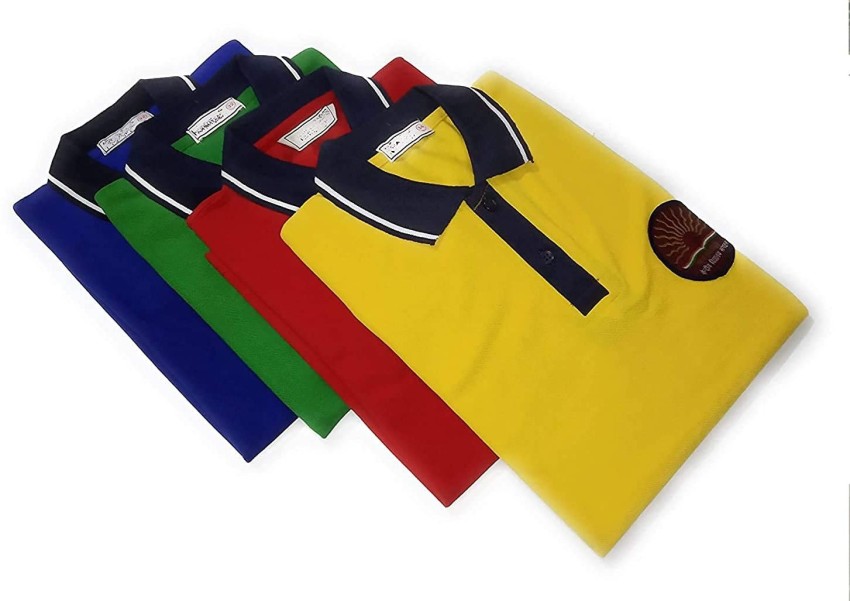 Solid J M T Yellow Uniform T Shirt Price in India - Buy Solid J M T Yellow  Uniform T Shirt online at