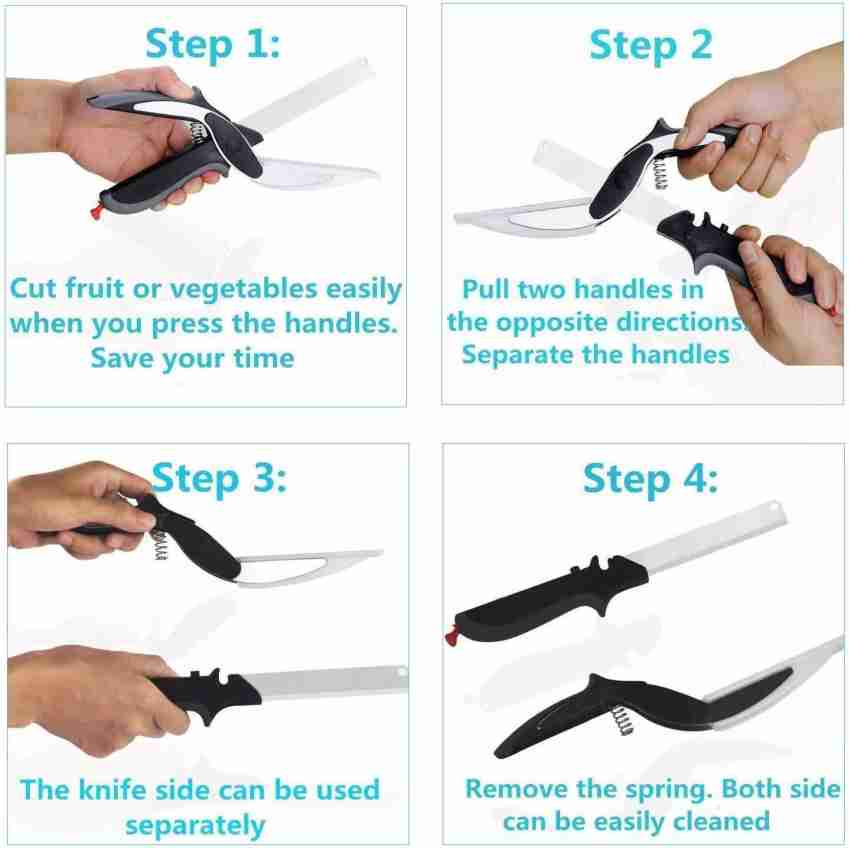 HINGOL Stainless Steel Clever Cutter Kitchen Knife Scissor with