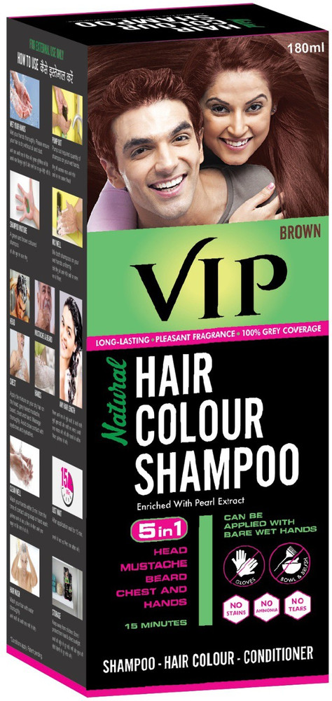 VIP HAIR COLOUR SHAMPOO Pack of 5 Mens Black Hair Color for Beard  Moustache Chest and Hand Hairs  Alternative to Traditional Hair Dye   20ml Per Pack  Amazonin Beauty