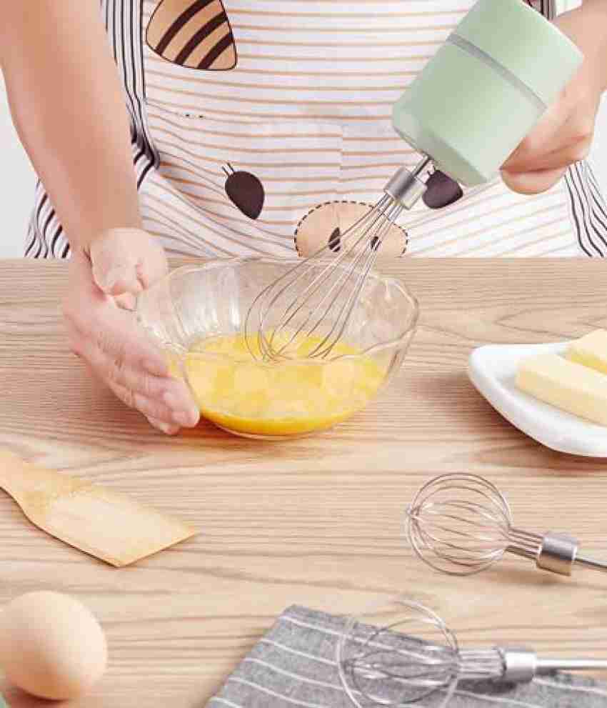 Hand Mixer Cordless Electric Blender Portable Multi- Food Beater for Mixing Eggs Whipping Cream Chopping Garlic A, White