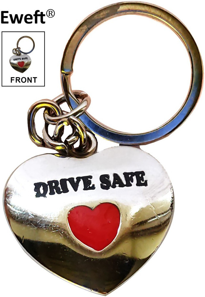 eweft Heart Shaped Metallic Drivesafe Keychain For Lovers Spouses