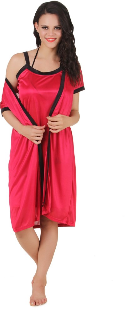 fasense Women Nighty Set - Buy Wine & Black fasense Women Nighty Set Online  at Best Prices in India