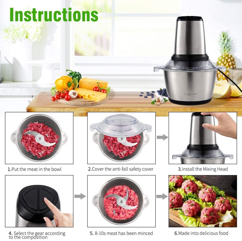 Bear Food Processor, Electric Food Chopper with 2 Glass Bowls (8