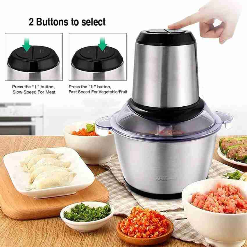  Bear Food Processor, Electric Food Chopper with 2 Glass Bowls  (8 Cup+2.5 Cup), 400W Power Grinder with 2 Sets Stainless Steel Blades, 2  Speed for Meat, Vegetables, and Baby Food: Home & Kitchen