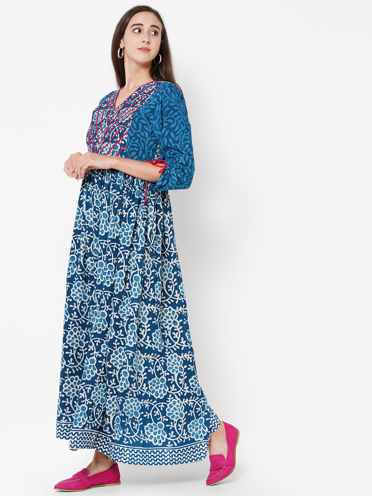 Anora Women Floral Print Flared Kurta Buy Anora Women Floral