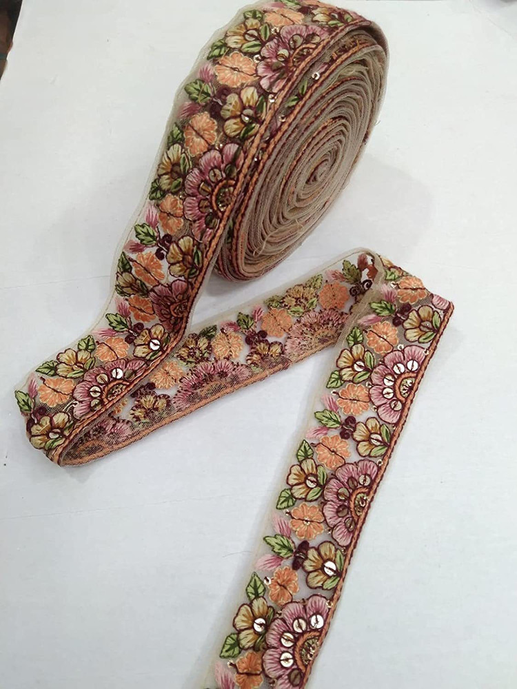 DEEP S CREATION New Embroidery Lace Reel with Multicolor Floral