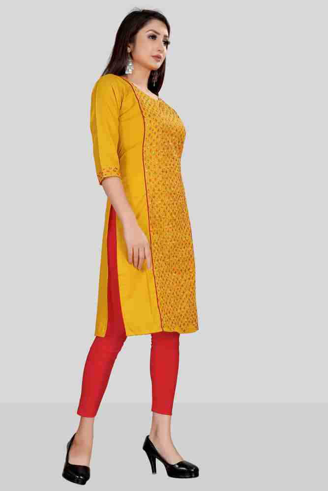 Yellow kurti with red leggings top