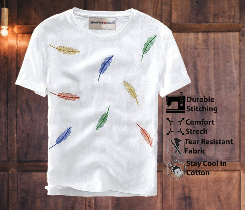 white printed t shirt for men