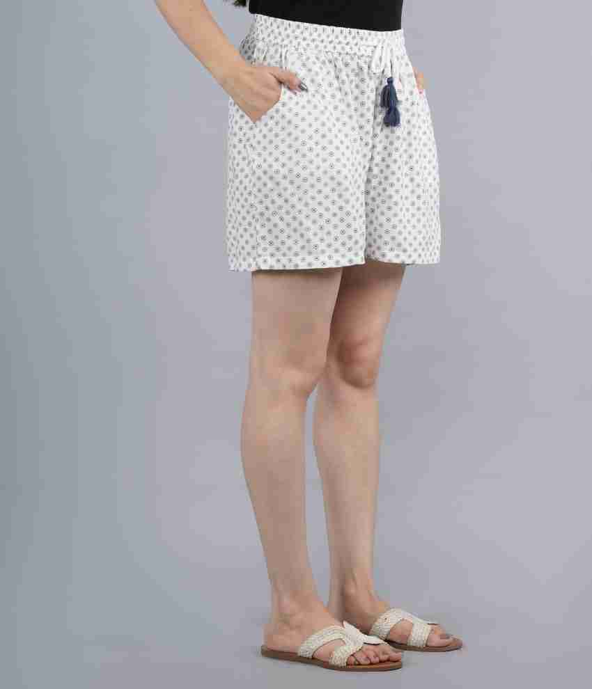 Vinita Fashion Printed Women White Boxer Shorts