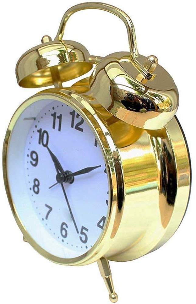 Classic Double Bell Mini Alarm Clock Quartz Movement Bedside Night