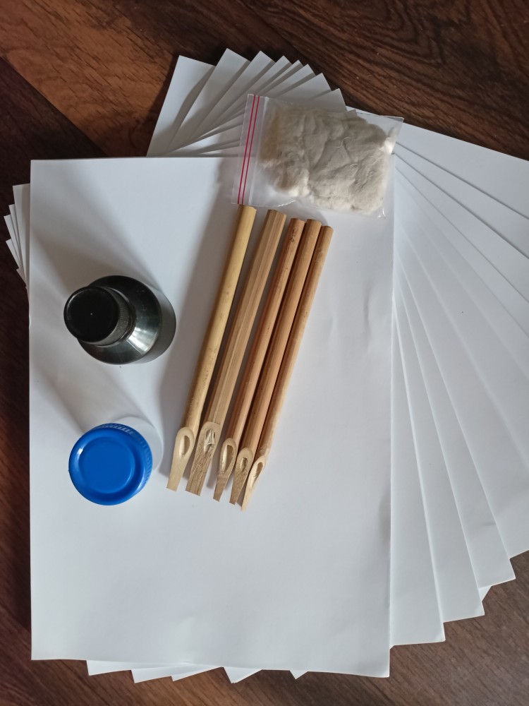SALAAMI Arabic Calligraphy kit :Beginners kit Indian Bamboo  Qalams Calligraphy pen,Calligraphy Ink ,Premium Likka & Glossy Art papers -  Arabic Calligraphy kit :Beginners kit Indian Bamboo Qalams Calligraphy pen, Calligraphy Ink 