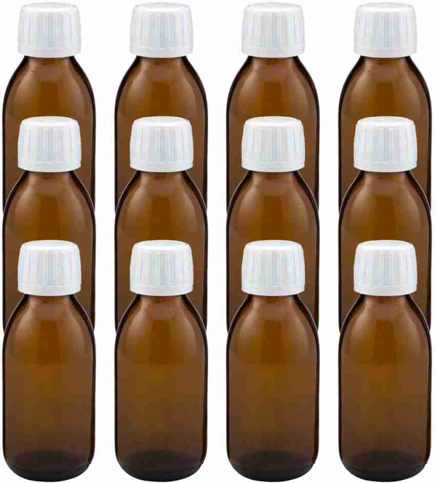 10mL Reagent Glass Storage Bottle 12Pcs Round Plastic Screw Cap Lab Home  Brown