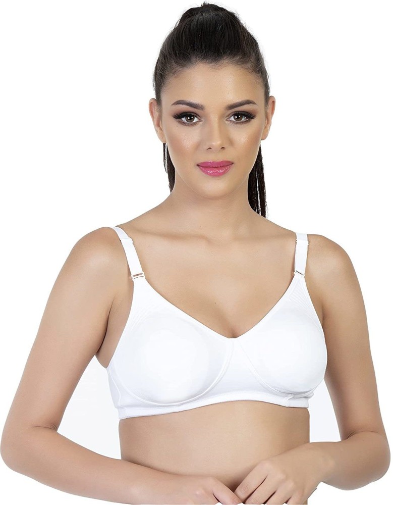 SONA Indian Women's Cotton Non-Padded Non-Wired Full Coverage Bra Color  White