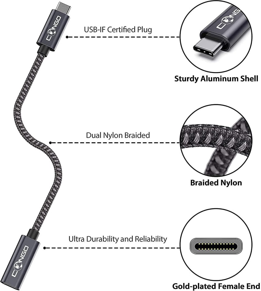 USB-C to USB-C Cable (10Gbps) Nylon Braided, Fast Charging, Dual 4K, 1