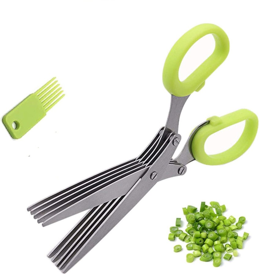 Herb Scissors, Kitchen Herb Shears Cutter with 5 Blades and Cover, Sharp  Dishwasher Safe Kitchen Gadget - Green