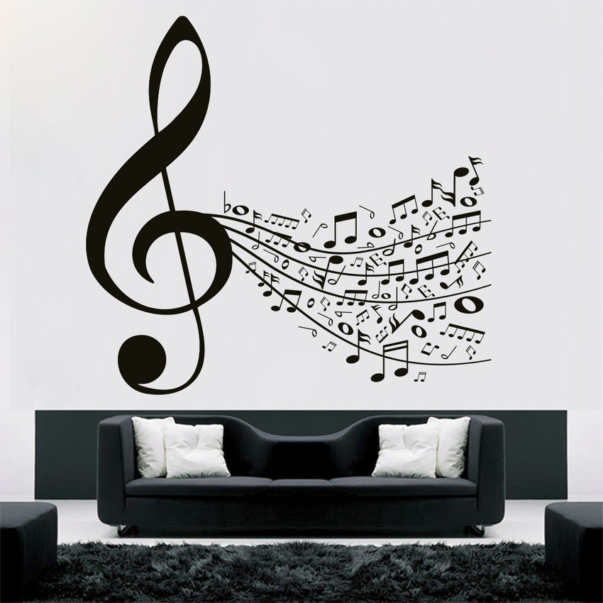 Sticker Hub 81 cm Music Notes Wall Decal Self Adhesive Sticker