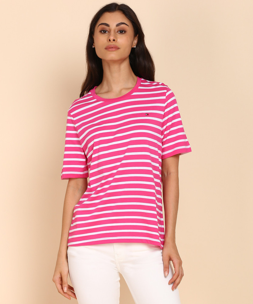 Tommy hilfiger pink t shirt womens sale