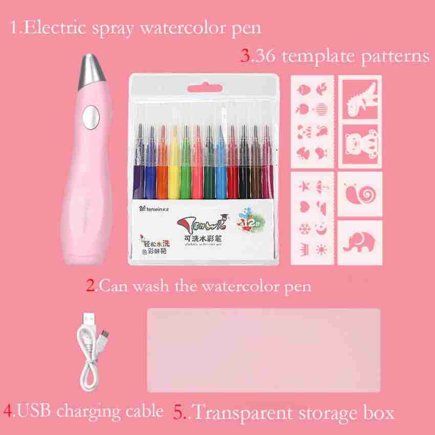 Pink electric airbrush girls art set top