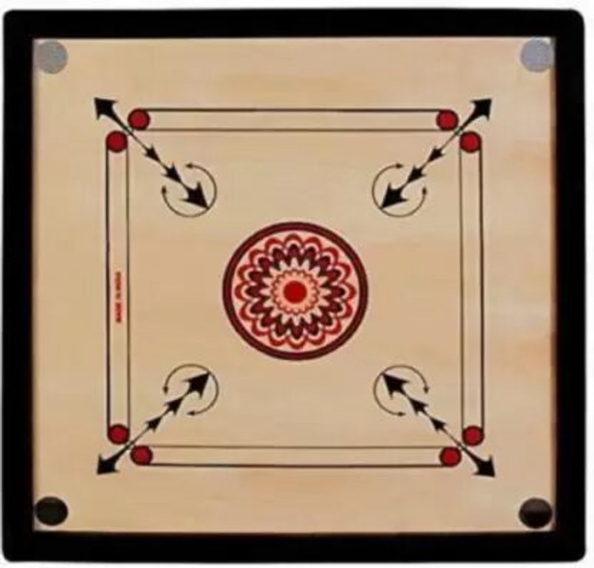 MM Sports Wooden Round Pocket Carrom Board with Wooden Coins