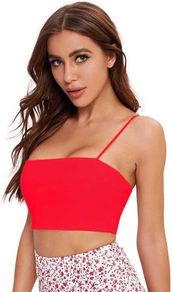 COMFRIX Women Cami Bra cum crop top lightly padded by soft cup