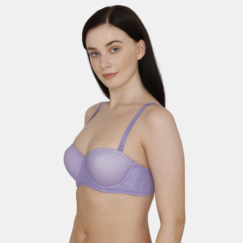 Buy Zivame Innovation Padded Non-Wired 3/4th Coverage Strapless Bra -Blue  Depth online